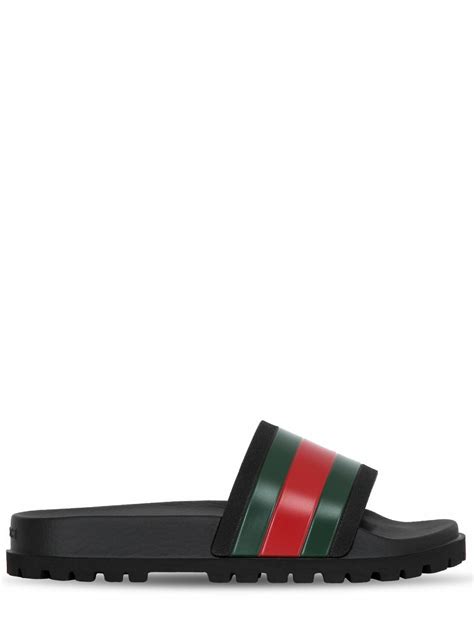 gucci web sandals review|gucci rubber pursuit g slides.